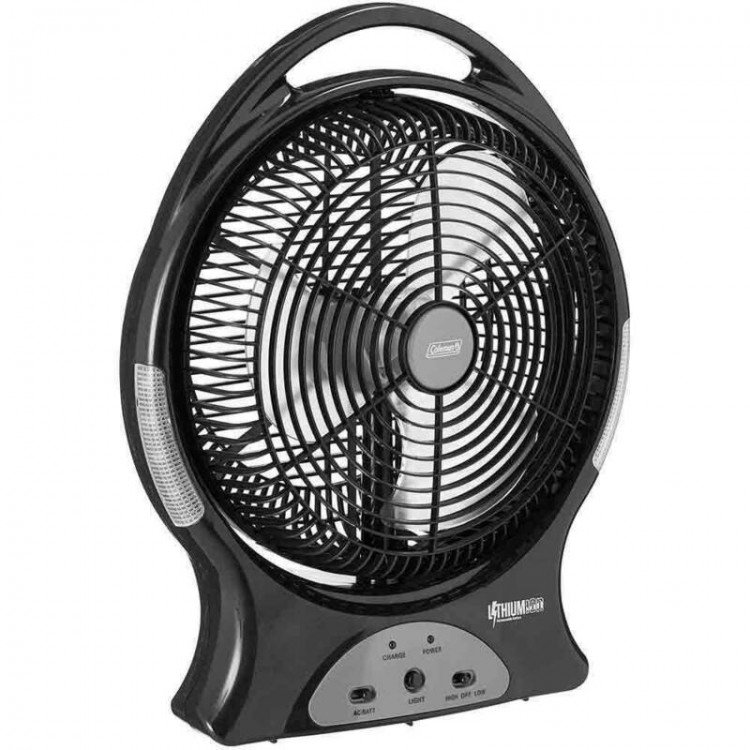 Coleman Rechargeable Fan 12" With LED Light - Black