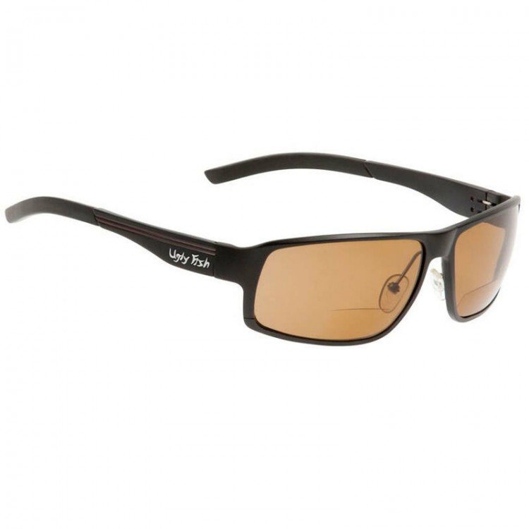 Ugly Fish Avalanche Black Bifocal Sunglasses - Brown Polarised Lens +1.50