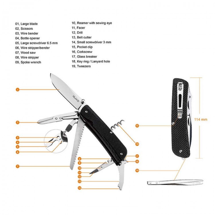 Ruike LD42 Multi Function Knife & Tool - Black