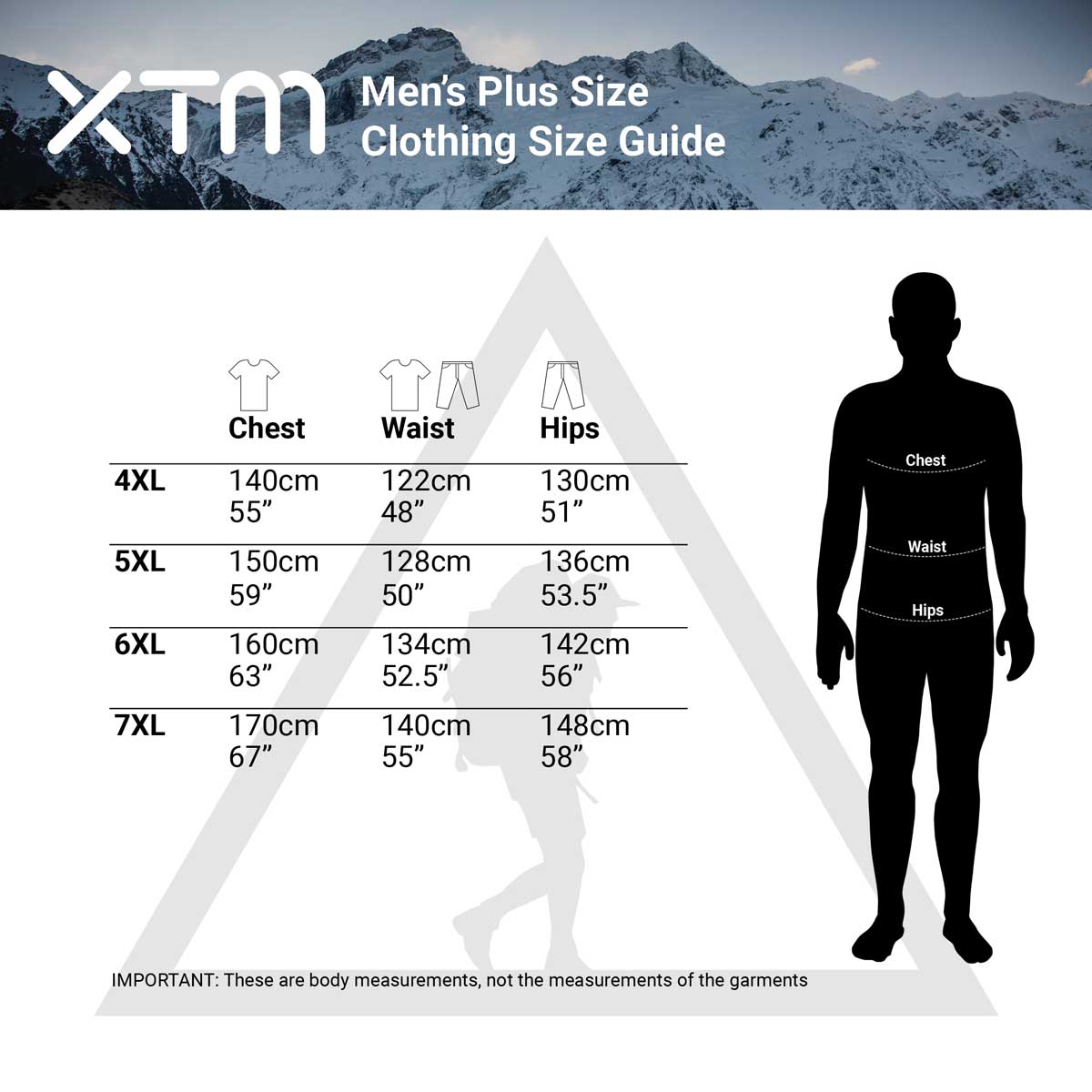 XTM Sizing Charts - Complete Outdoors NZ
