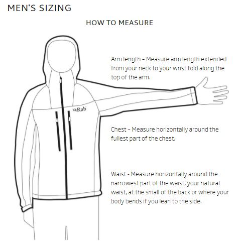 Rab Clothing Size Chart